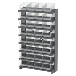Akro-Mils® Single-Sided Pick Rack, 8 12" Deep Shelves, 32 Clear ShelfMax® Bins - 1388434