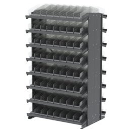 Akro-Mils® Double-Sided Pick Rack, 16 12" Deep Shelves, 128 Clear Shelf Bins - 1388452