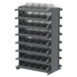 Akro-Mils® Double-Sided Pick Rack, 16 12" Deep Shelves, 80 Clear Shelf Bins - 1388454