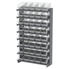 Akro-Mils® Single-Sided Pick Rack, 8 12" Deep Shelves, 40 Clear ShelfMax® Bins - 1388440