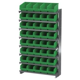 Akro-Mils® Single-Sided Pick Rack, 8 12" Deep Shelves, 40 Green ShelfMax® Bins - 1388441