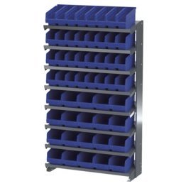 Akro-Mils® Single-Sided Pick Rack, 8 12" Deep Shelves, 52 Blue ShelfMax® Bins - 1388445