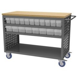 Akro-Mils® Louvered Cart, Large, Charcoal, 49" L x 24" W x 37-1/2" H, 38 Clear Bins - 1389678