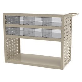 Akro-Mils® Louvered Cart, Small, Putty, 37" L x 18" W x 36" H, 6 Clear Bins - 1389673