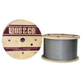 Loos & Co. Inc. Wire Rope, 302/304 Stainless Steel, Vinyl Coated, 7x19, 1/4", 6,400 lbs Breaking Strength - 1438842