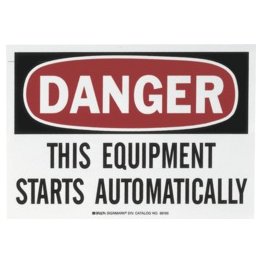  DANGER THIS EQUIPEMENT STARTS AUTOMATICALLY Sign - 54154